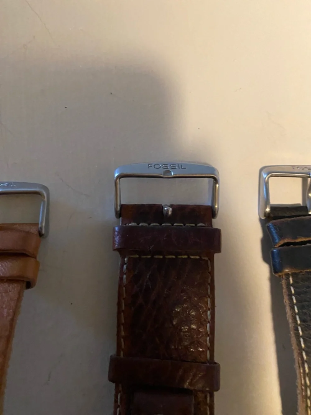 Fossil Triple Leather Watch Strap Set in Tan, Brown and Dark Brown